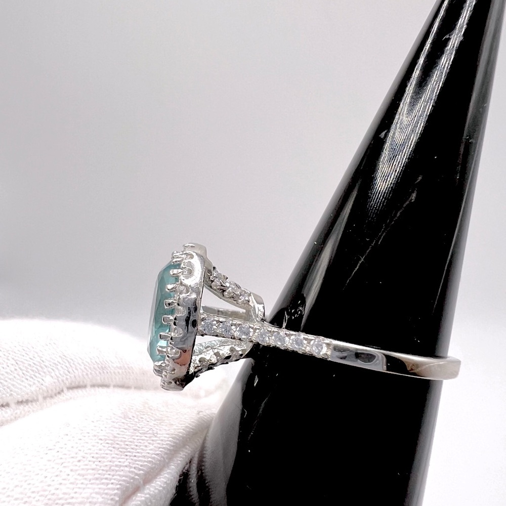 Sale $16 Firm! 925 Sterling Silver Aquamarine Cz Ring - Picture 8 of 17